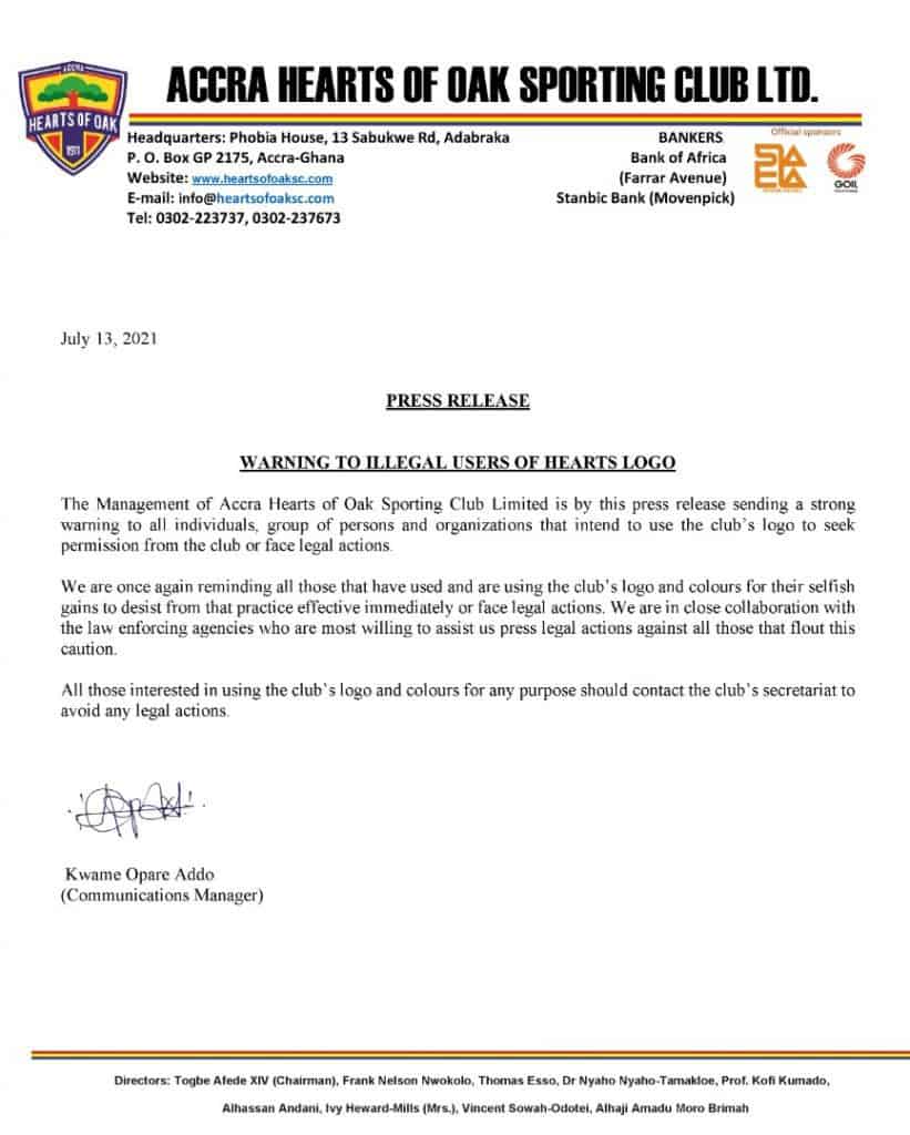 One person was arrested for illegally printing, selling Hearts of Oak victory shirts 2 214501304 1990731844417601 1380240770791272220 n