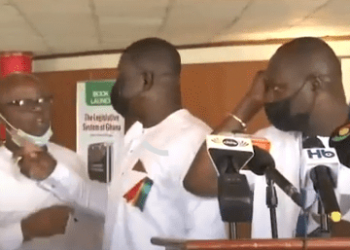 Dafeamekpor, Stephen Amoah in near-fight in Parliament over tidal waves disaster