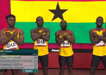 Ghana's male 4x100m team was disqualified
