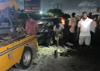 Kuami Eugene receiving treatment after surviving motor accident