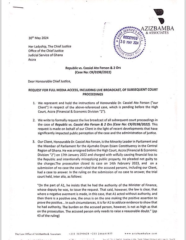 Ato Forson Seeks Live Broadcast of Ambulance Trial After AG Misconduct Claims 2 Request for media access