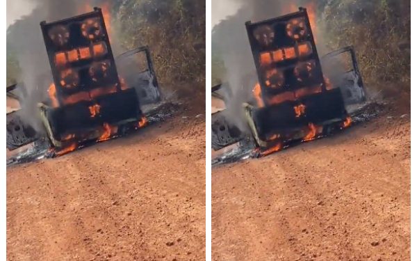 NPP campaign vehicle goes up in flames on Sampa road 1 The campaign vehicle suddenly went up in flames