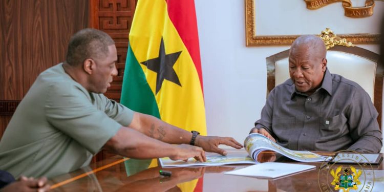 Idris Elba in Accra proposes to collaborate with government to develop an ultra modern film and creative village 1 Idris Elbar and Mahama