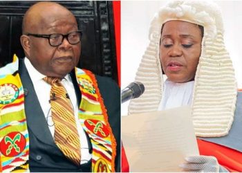 Former Speaker of Parliament Prof Aaron Mike Oquaye and Chief Justice Gertrude Torkornoo (from left)