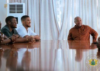 Anthony Joshua, Legacy Rise Team Pay Courtesy Call on President Mahama