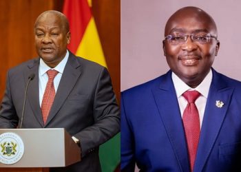 Dr Bawumia (R) has warned President Mahama (L) to prosecute election violence perpetrators