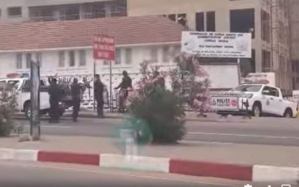 Security personnels mounting barricades at EOCO head ofice