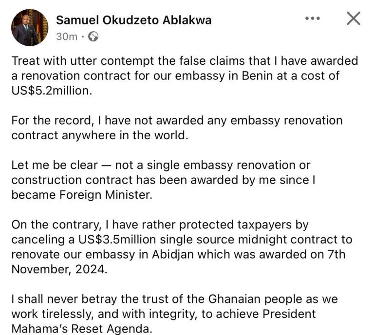 Ablakwa denies $5.2m Benin embassy contract allegations 2 image