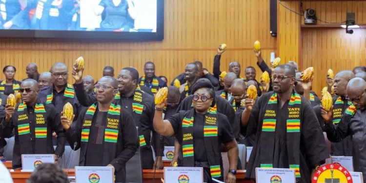 Minority Legislators Brandish Cocoa Pods in Silent Protest During President Mahama’s State of the Nation Address 1 641629620 1253199890251507 8380685763378714894 n 1024x682 1