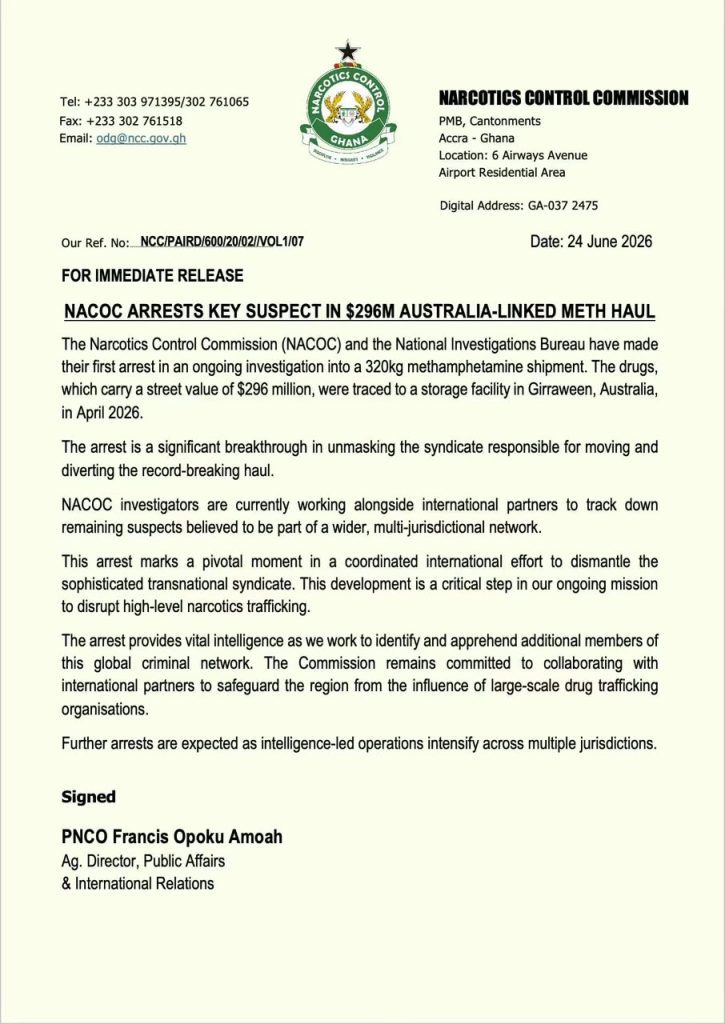 NACOC arrests key suspect in $296 million Australia-linked Methamphetamine case 2 IMG 20260624 WA0101