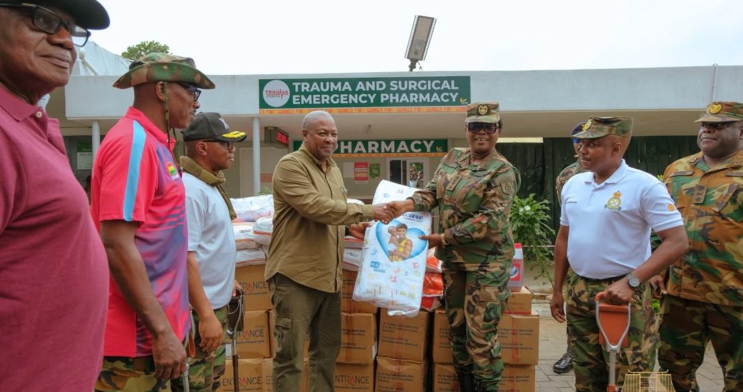 President Mahama Donates Relief Items to 37 Military Hospital During National Clean-Up Exercise