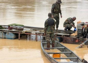 NAIMOS Disrupts Illegal Mining Activities Along Bia River in Western North Region 4 NAIMOS Disrupts Illegal Mining Activities Along Bia River in Western North Region